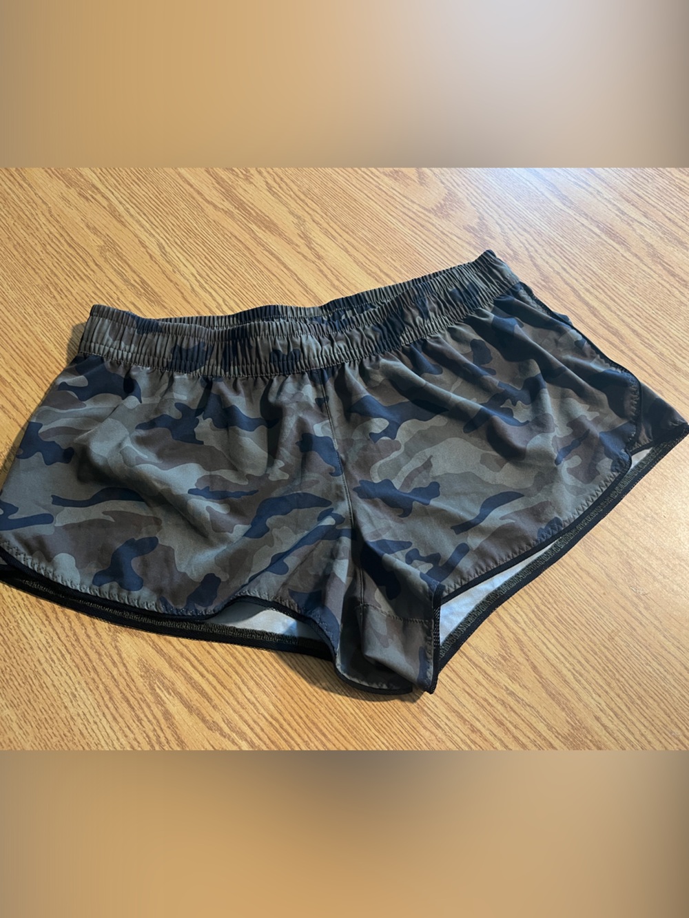 George Women's Camo Athletic Shorts in Olive Green and Black Trim